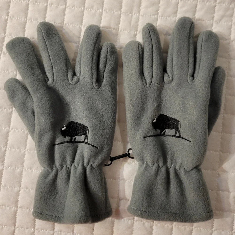 Winter Grey Bison Buffalo Soft Gloves Gorpcore Granola Normcore Rustic‎ Western
